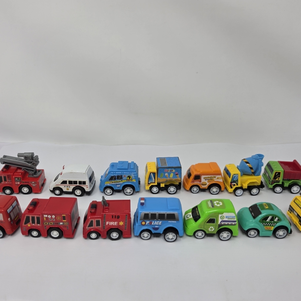 Plastic Pull Back Rescue Construction Car Vehicle Lot